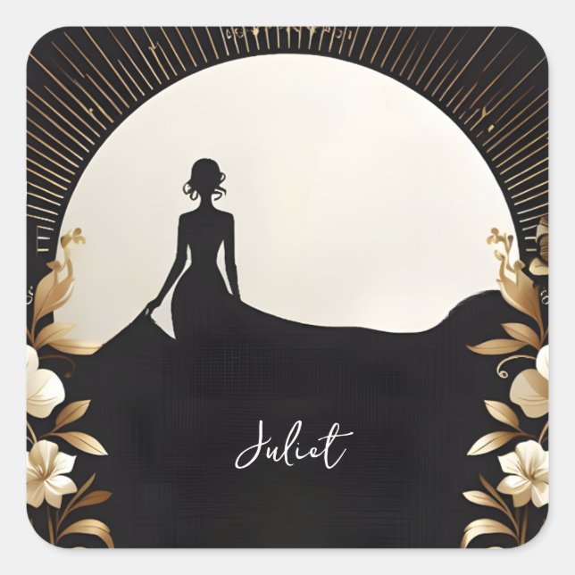 Pegatina Cuadrada Trajes para Hombres Esmoquin Corbata Negra Fuerte  (Anverso)