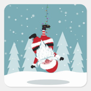 Pegatina Cuadrada trampa de Santa Claus