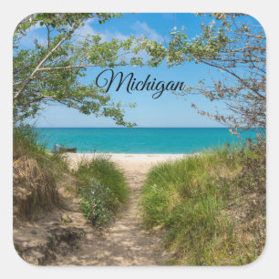 Pegatina Cuadrada Tranquilidad del lago Michigan