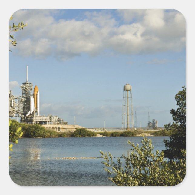 Pegatina Cuadrada Transbordador espacial Atlantis y Endeavor (Anverso)