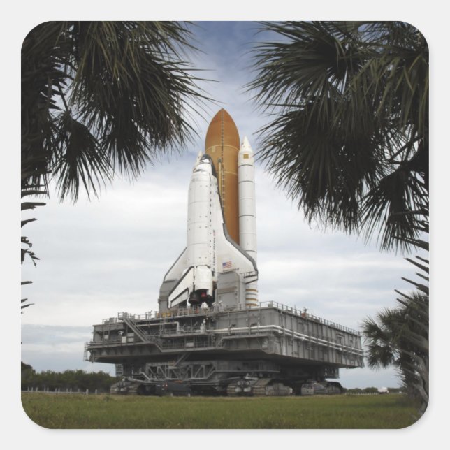Pegatina Cuadrada Transbordador espacial Endeavor (Anverso)