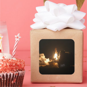 Pegatina Cuadrada Transbordador Espacial Tierra Nave Espacial Orbita