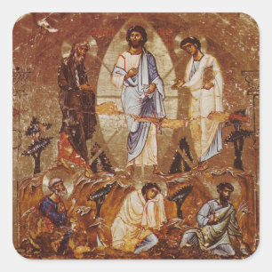 Pegatina Cuadrada Transfiguración de Cristo Icono Cristiano Ortodoxo
