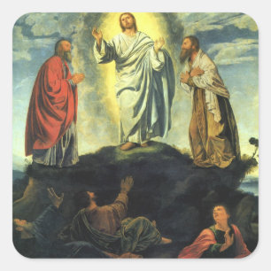 Pegatina Cuadrada Transfiguración de Giovanni Girolamo Savoldo