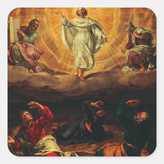 Pegatina Cuadrada Transfiguración de Jesucristo (Anverso)