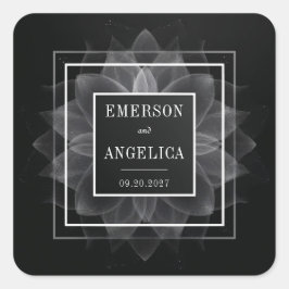 Pegatina Cuadrada Translúcido Petal Mandala en una elegante boda neg