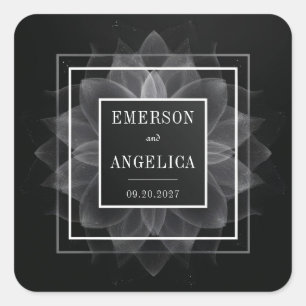 Pegatina Cuadrada Translúcido Petal Mandala en una elegante boda neg