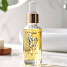 Transparent Holographic Glitter Hair Oil Label