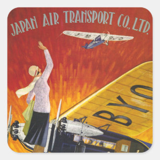 Pegatina Cuadrada Transporte aéreo de Japón