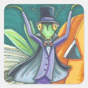 PEGATINA CUADRADA TRANSYLVANIA VAMPIRE REZANDO MANTIS, HALLOWEB BUG
