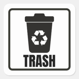 Pegatina Cuadrada Trash Can black Classic