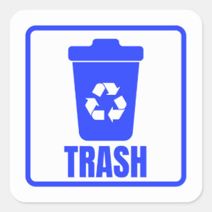 Pegatina Cuadrada Trash Can blue Classic