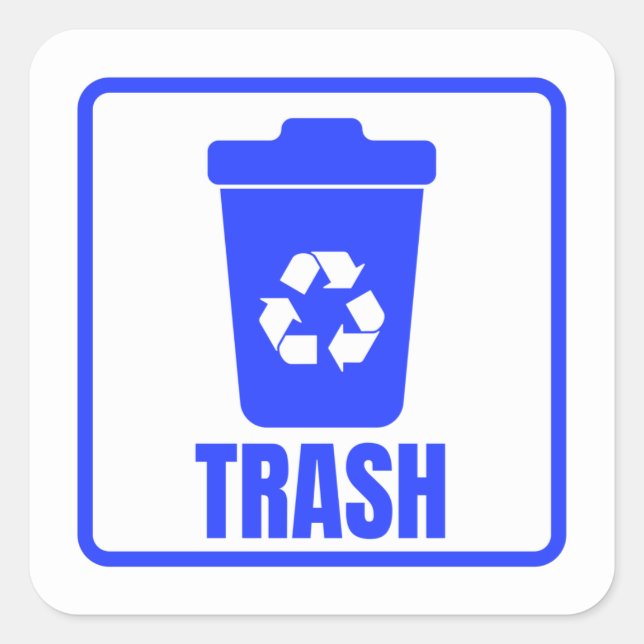 Pegatina Cuadrada Trash Can blue Classic (Anverso)