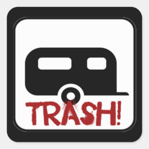 Pegatina Cuadrada Trash del remolque