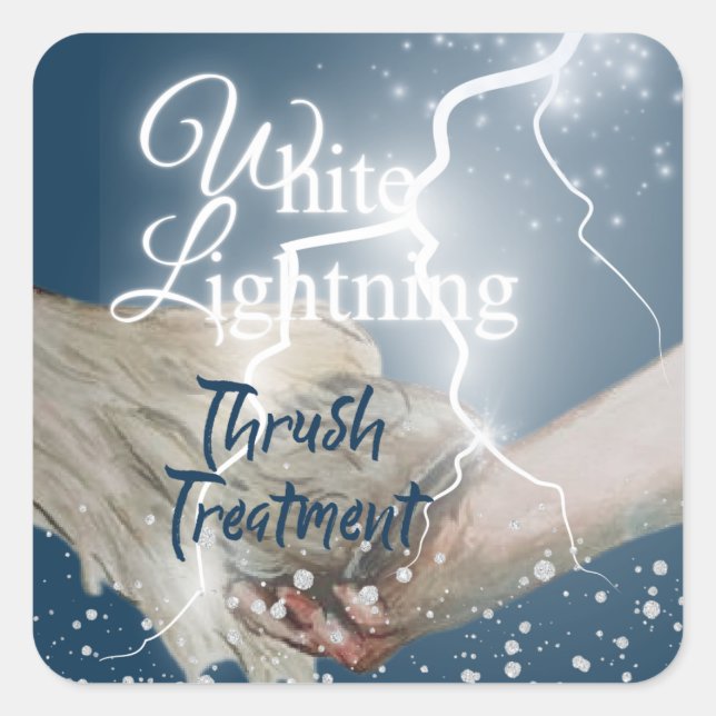 Pegatina Cuadrada tratamiento de afeitado con relámpago blanco (Anverso)