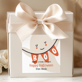 PEGATINA CUADRADA TRATAMIENTO DE NIÑOS CUTE GHOST BOO HALLOWEEN