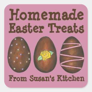 Pegatina Cuadrada Tratamientos caseros de Pascua con huevo de vándal