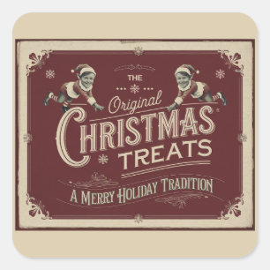 Pegatina Cuadrada Tratamientos de Navidades originales festivos