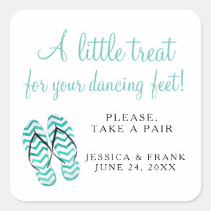 Pegatina Cuadrada Trate Para Sus Pies De Baile Bodas Flip Flops