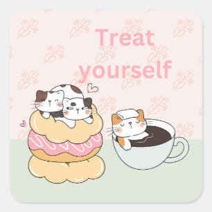 Pegatina Cuadrada Trate sus propios gatos