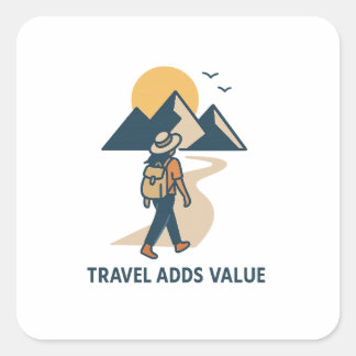 Pegatina Cuadrada Travel adds value