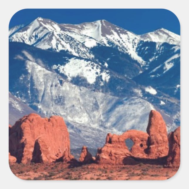 Pegatina Cuadrada Trayecto de rock equilibrado (Anverso)