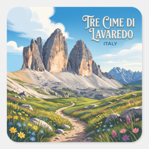 Pegatina Cuadrada Tre Cime di Lavaredo Auronzo Italia