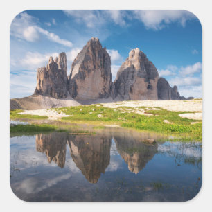 Pegatina Cuadrada Tre Cime di Lavaredo/Drei Zinnen Dolomita montaños