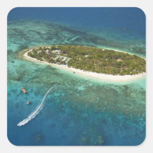 Pegatina Cuadrada Treasure Island Resort and boat, Fiji
