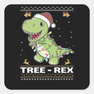Pegatina Cuadrada Tree-Rex Funny Dinosaur Pun T-Rex