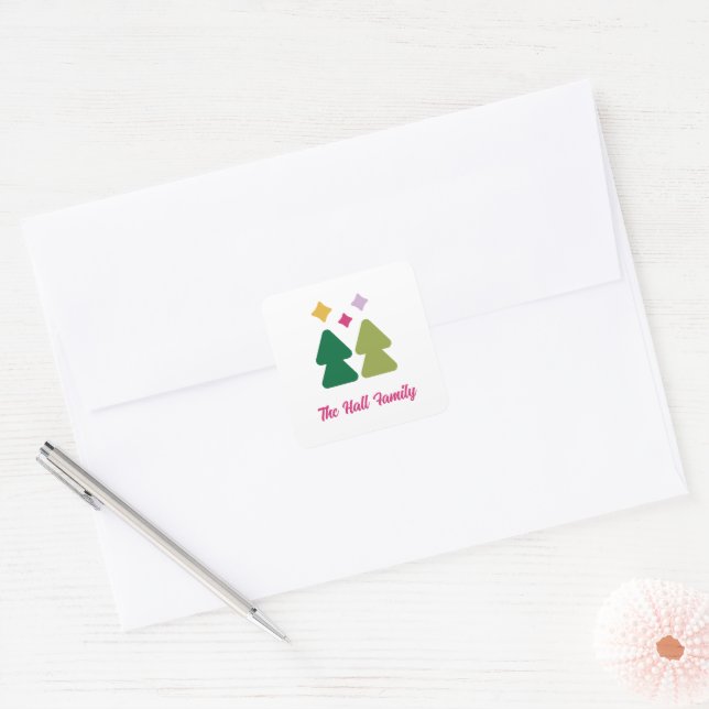 Pegatina Cuadrada Trees and Twinkles Multi-Color Sticker (Sobre)