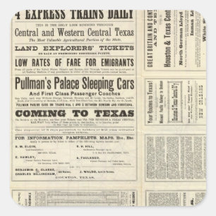 Pegatina Cuadrada Tren Central de Houston y Texas a través de Texas
