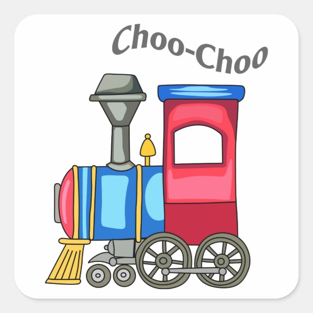 Pegatina Cuadrada Tren Choo Choo (Anverso)