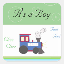 Pegatina Cuadrada Tren Choo Choo Niño