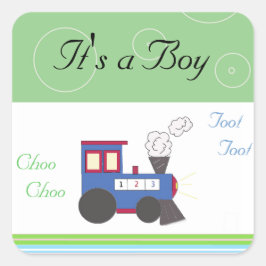 Pegatina Cuadrada Tren Choo Choo Niño