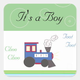 Pegatina Cuadrada Tren Choo Choo Niño