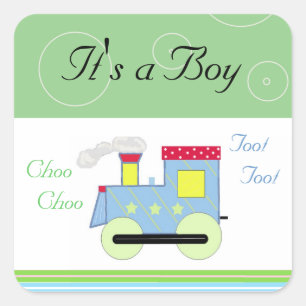 Pegatina Cuadrada Tren Choo Choo Niño