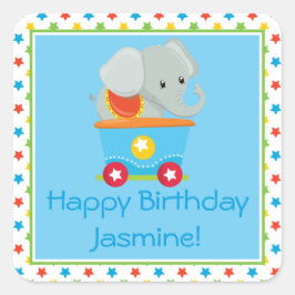 Pegatina Cuadrada Tren Circus | Elefante | Personalizado