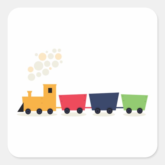 Pegatina Cuadrada Tren colorido personalizado (Anverso)
