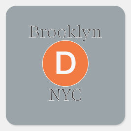 Pegatina Cuadrada Tren D de Brooklyn