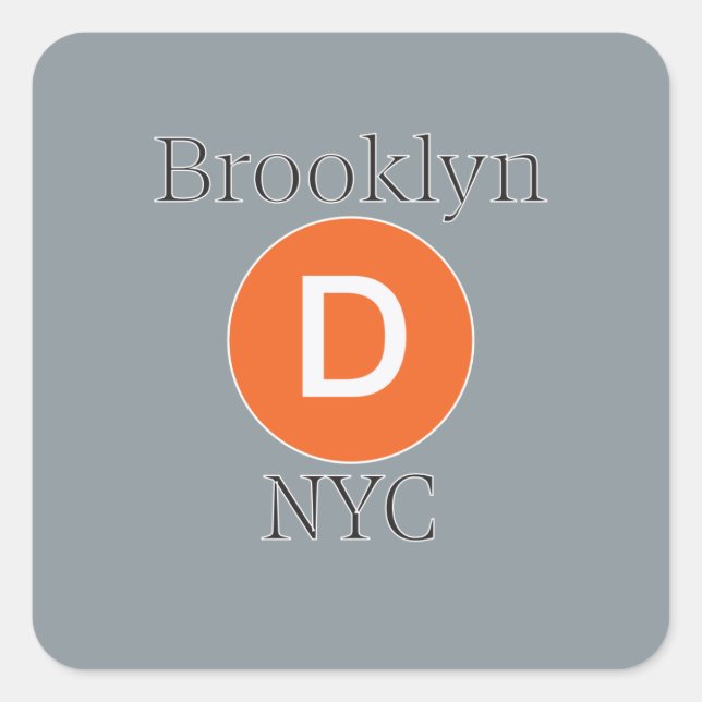 Pegatina Cuadrada Tren D de Brooklyn (Anverso)