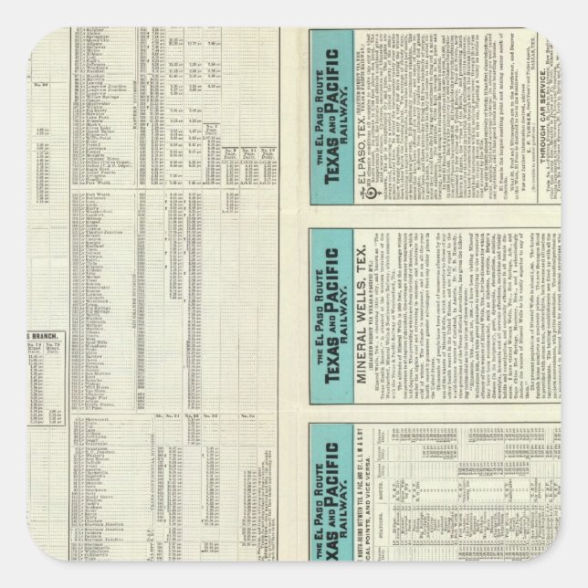 Pegatina Cuadrada Tren de Texas y el Pacífico (Anverso)
