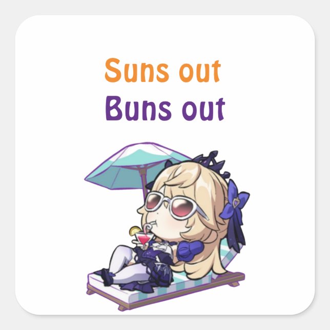 Pegatina Cuadrada tren estrella honkai. Sombras fuera, bollos fuera (Anverso)