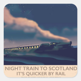 Pegatina Cuadrada Tren nocturno a Escocia