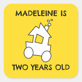 Pegatina Cuadrada Tren por segundo cumpleaños