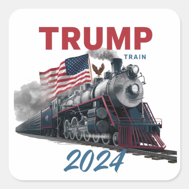 Pegatina Cuadrada Tren Trump 2024 (Anverso)