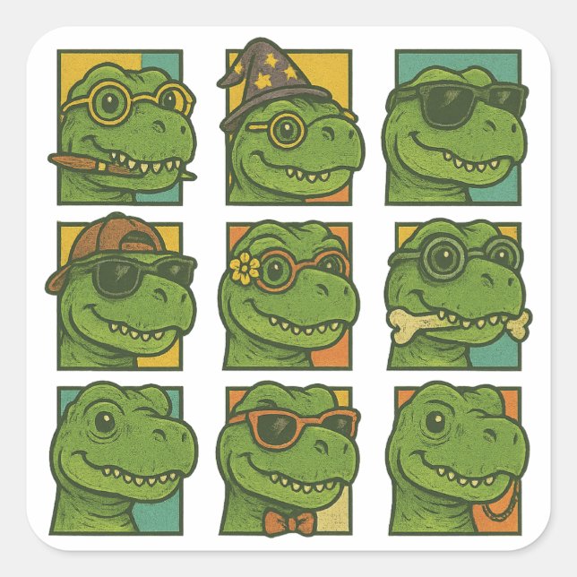 Pegatina Cuadrada Trendosauro Rex (Anverso)