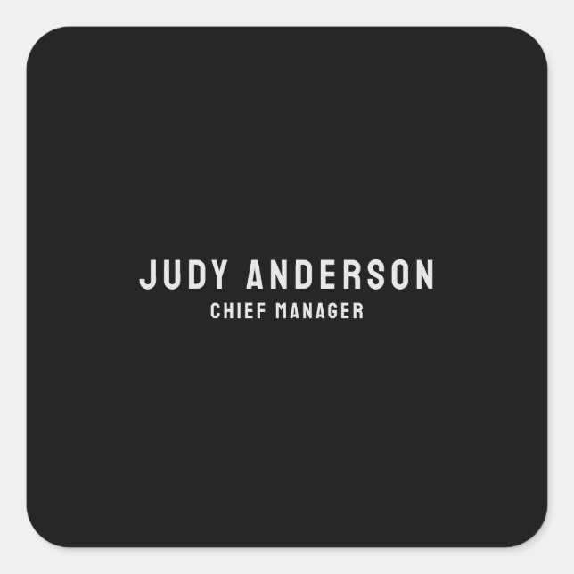 Pegatina Cuadrada Trendy Black Professional Plain Modern Elegant (Anverso)