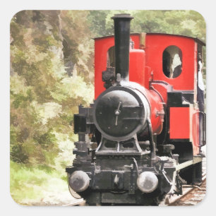 PEGATINA CUADRADA TRENES DE VAPOR
