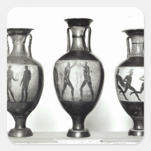 Pegatina Cuadrada Tres amphorae de Panathenaic